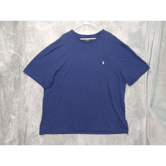 Polo Ralph Lauren Shirt Mens 3XB Blue Short Sleeve Crew Neck Pocket Pony Logo - Picture 1 of 7